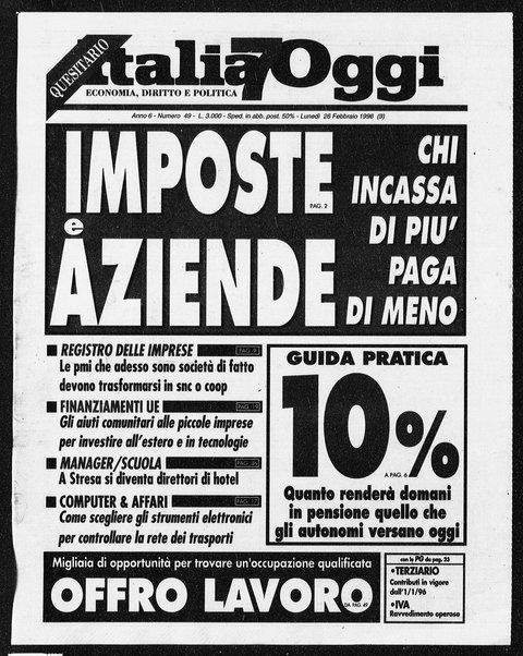 Italia oggi : quotidiano di economia finanza e politica